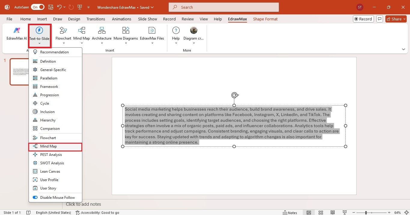 convert text to mindmap in ppt
