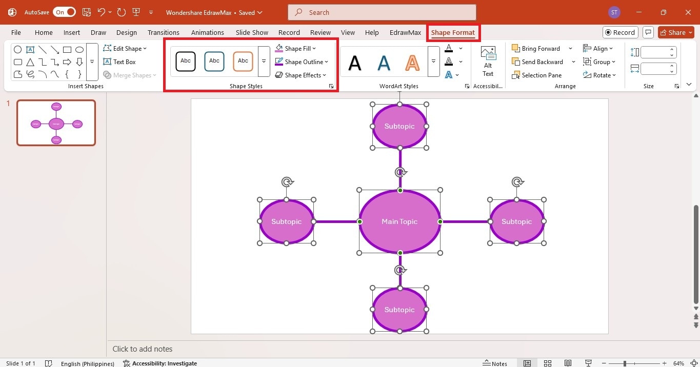 customize mindmap on powerpoint
