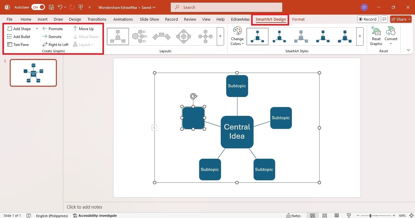expand mindmap on powerpoint