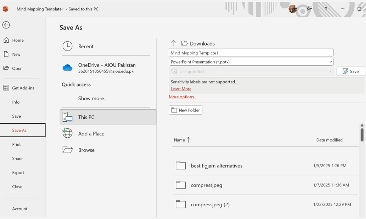 save the file in the required format