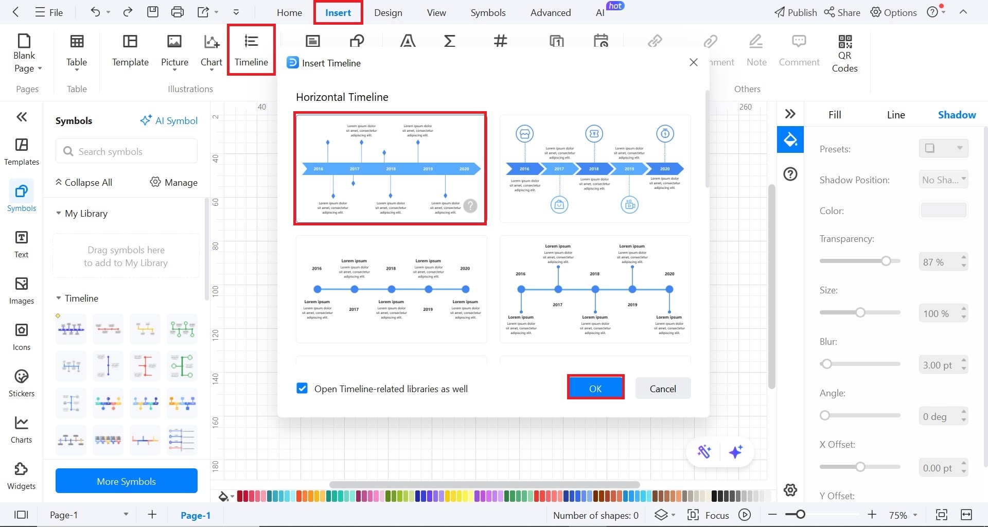 choose and edit timeline