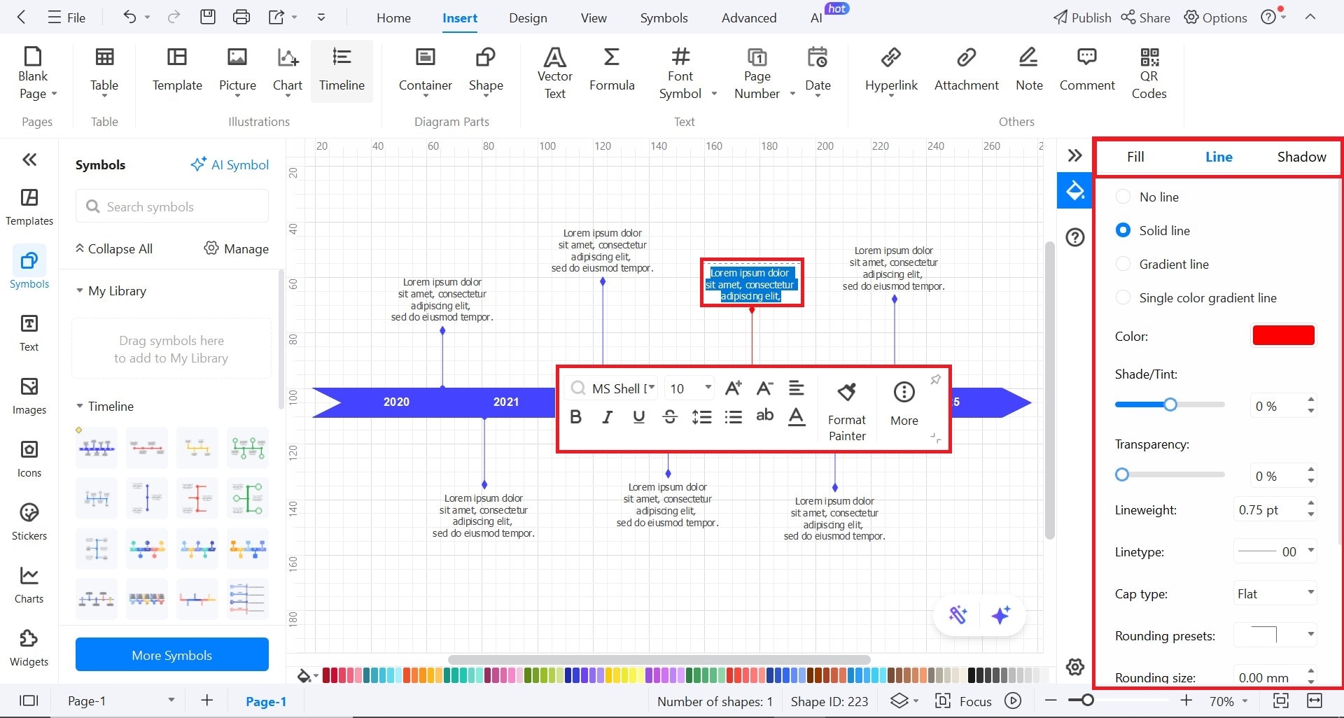 customize the timeline