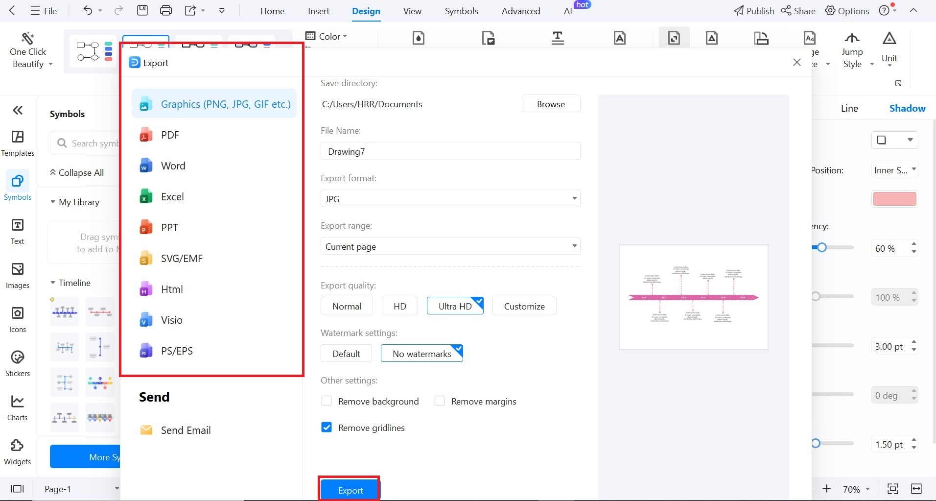 save and export timeline