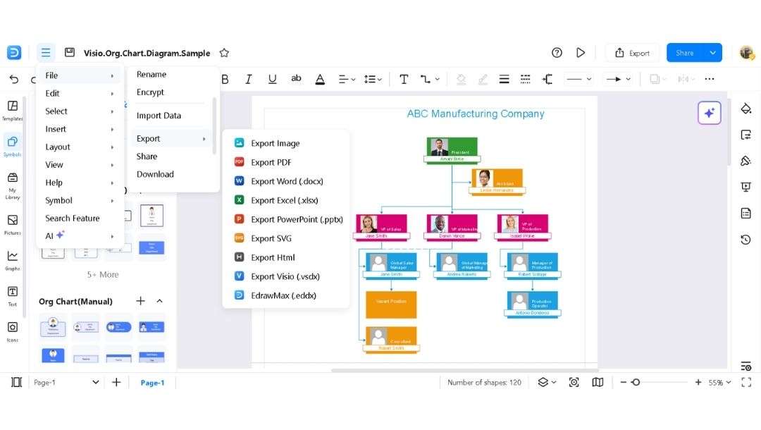 VSDX diagram-Export to PDF PNG or SVG