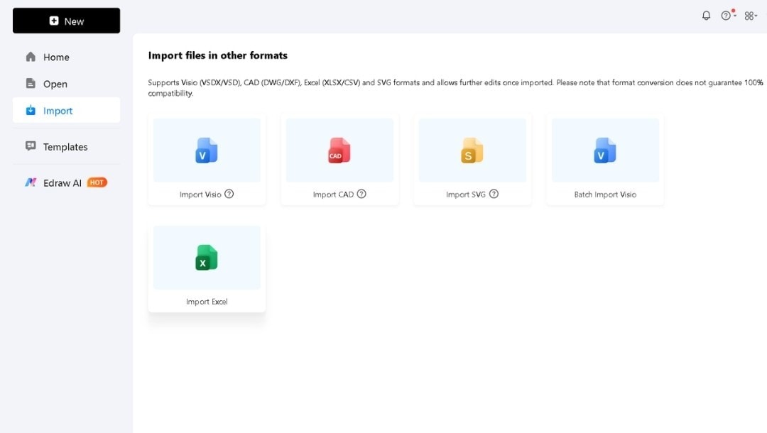 EdrawMax UI-Import menu