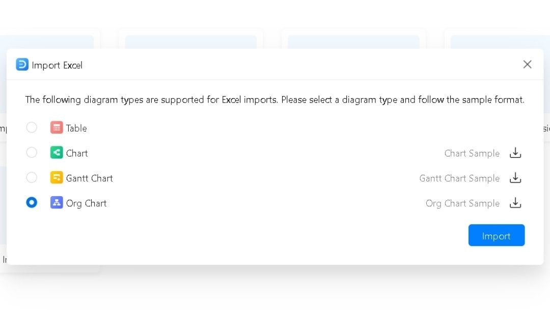 EdrawMax UI-Org chart import option