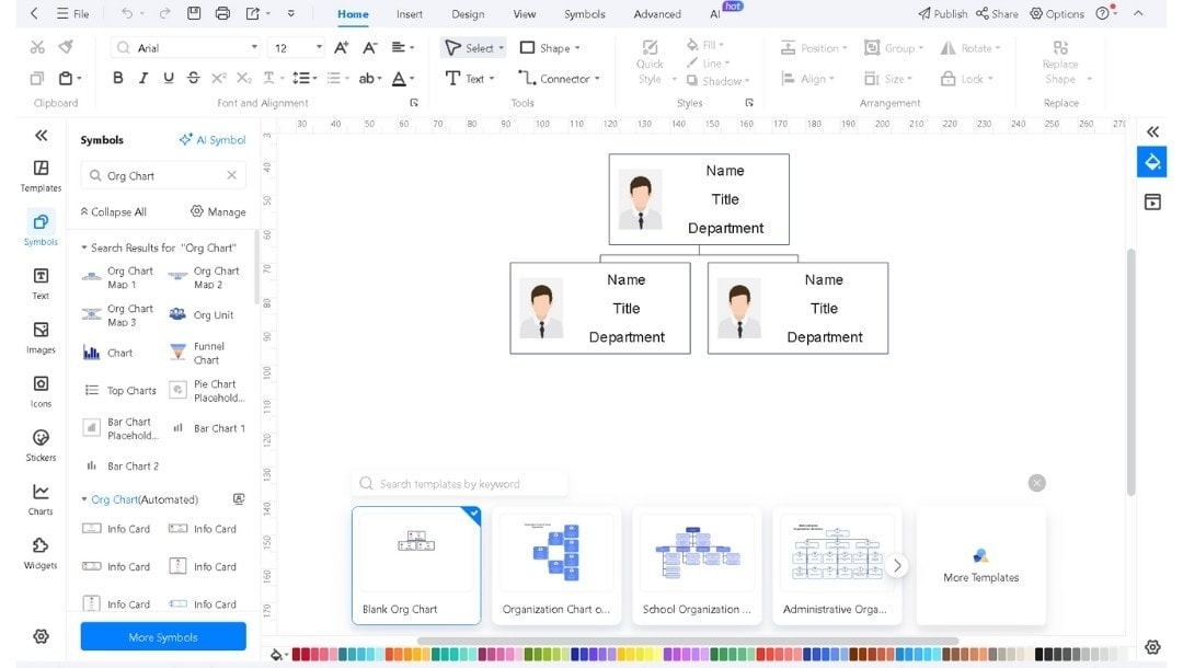 EdrawMax UI-New org chart blank workspace