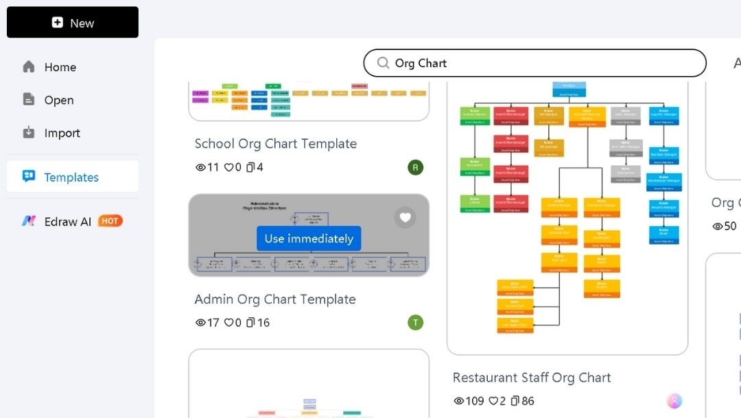 EdrawMax UI-Templates org chart gallery
