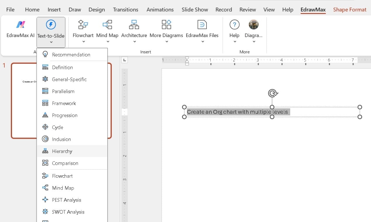 converting text to org chart diagrams
