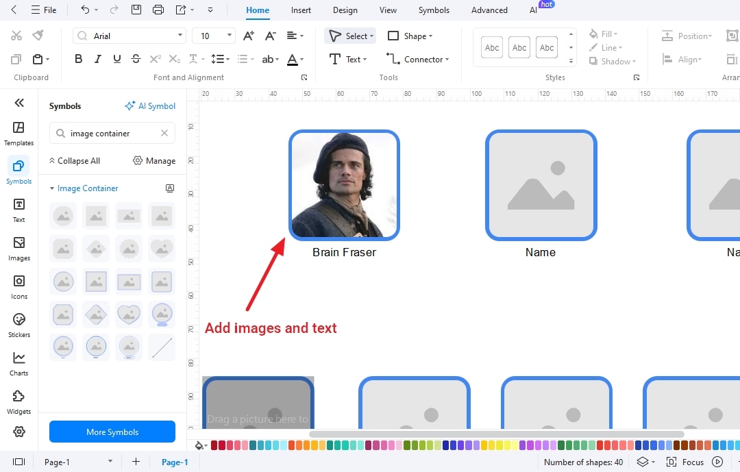 add images and text in the image containers