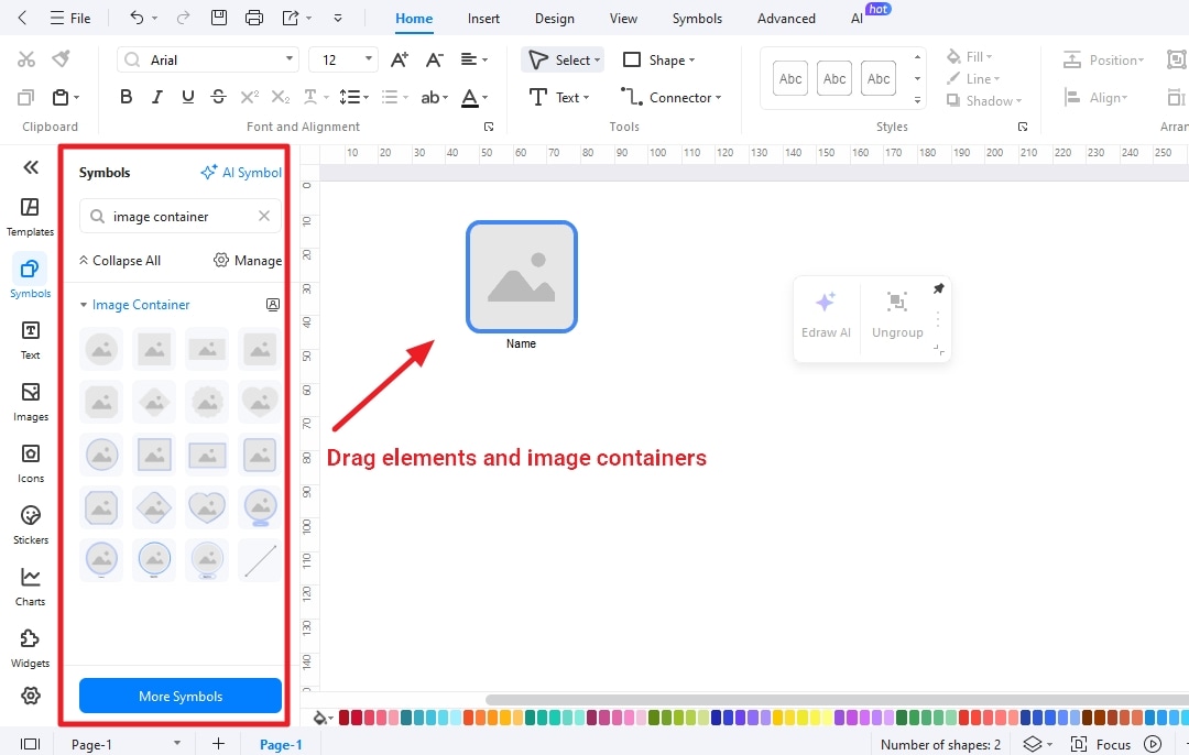 drag image containers and elements