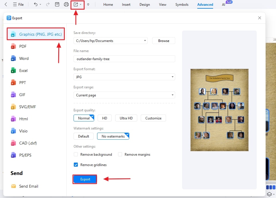 export your family tree