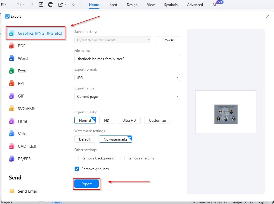 save the family tree with source file