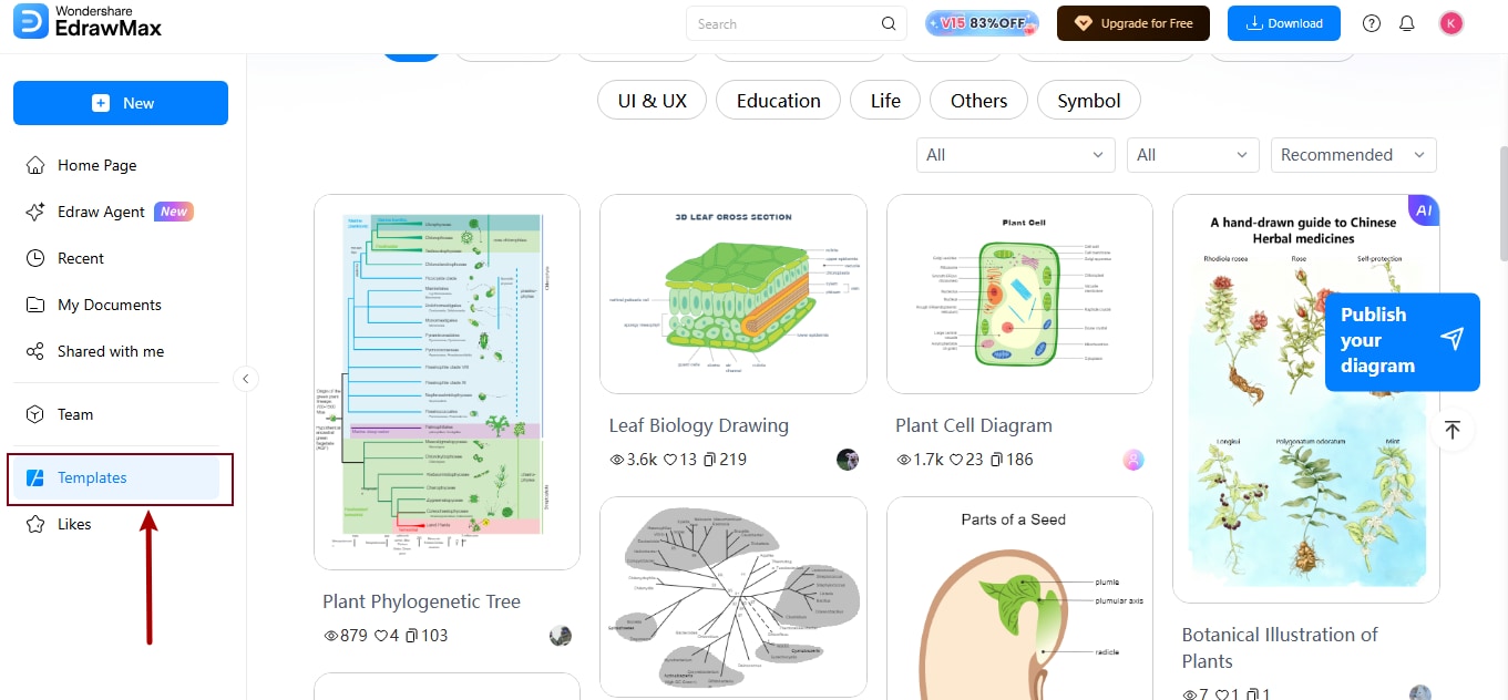 Selecting-cell-biology-templates-in-EdrawMax