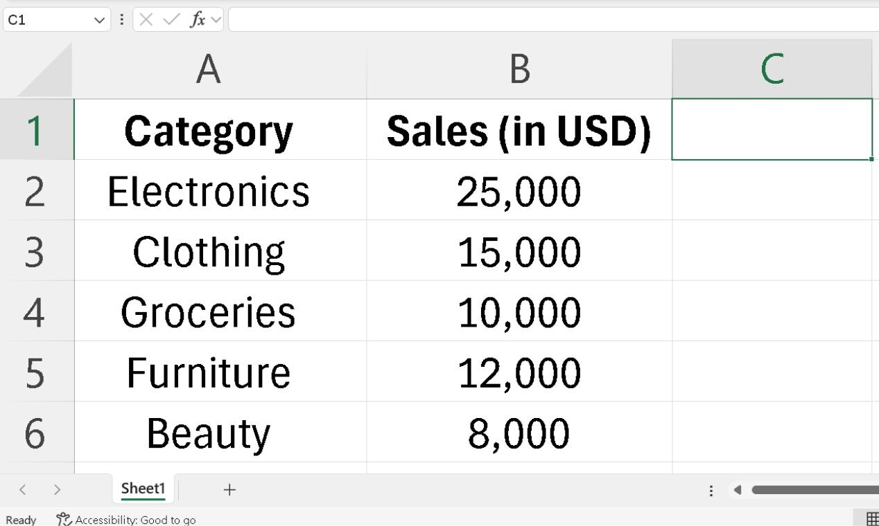 type in data in an excel sheet