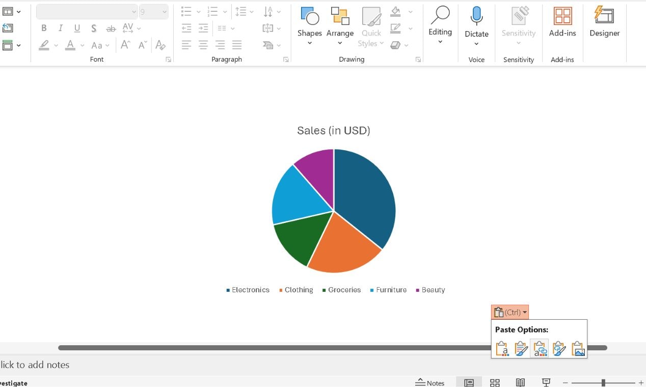 paste pie chart