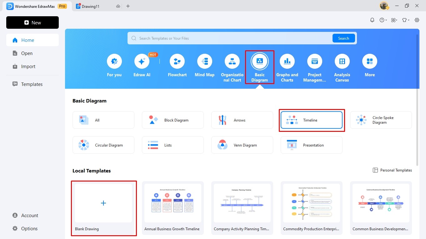 create a timeline using edrawmax