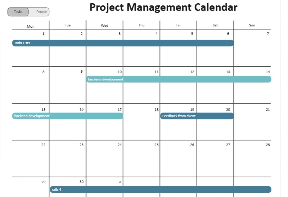 calendar project management timeline template