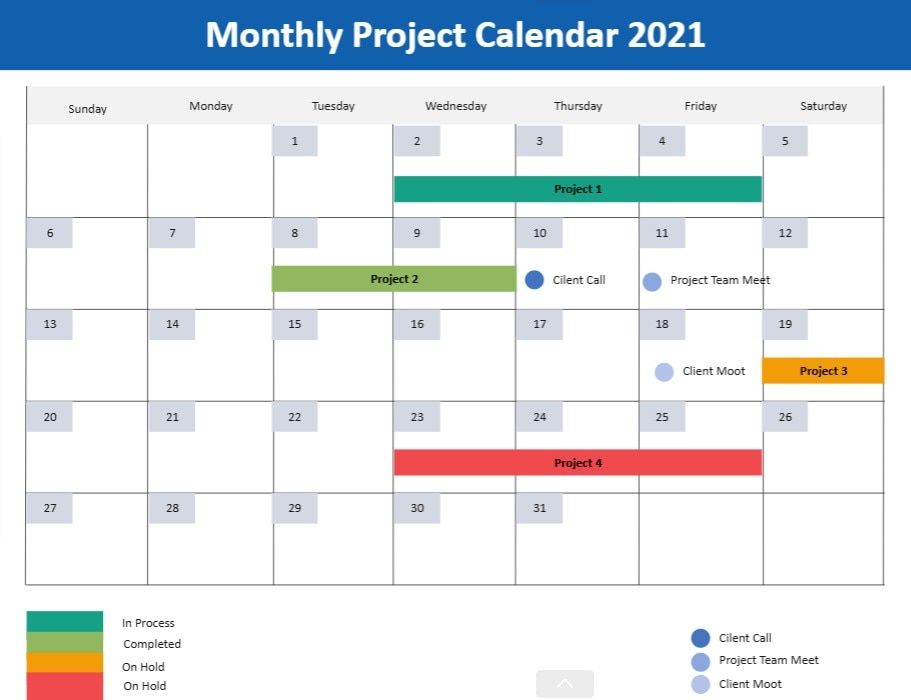 blank monthly calendar project timeline example