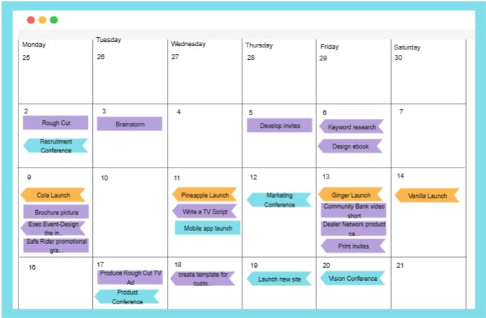 team calendar project timeline example