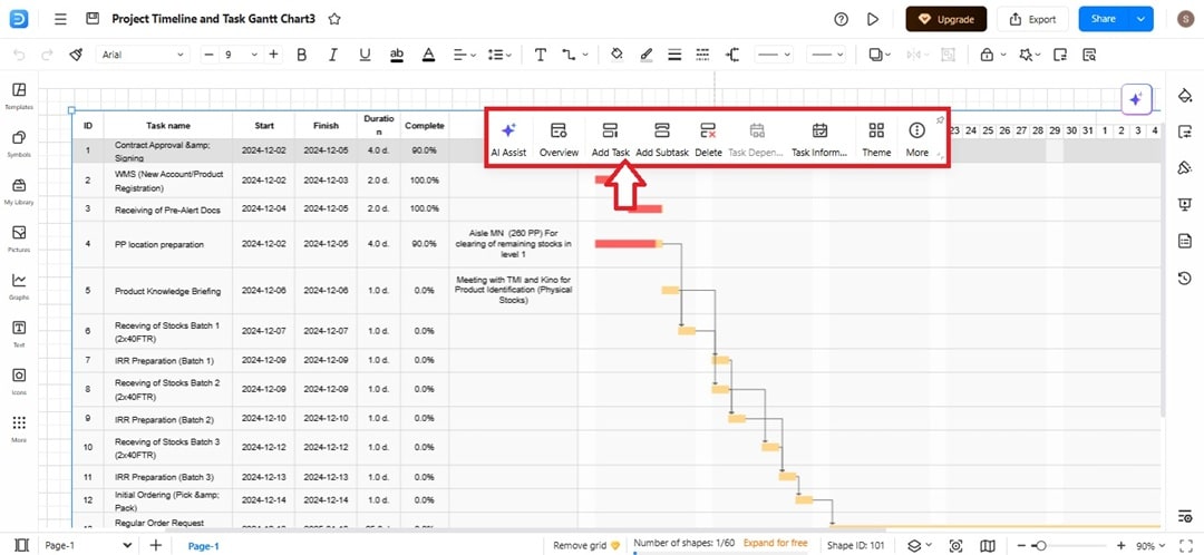 add tasks to project timeline