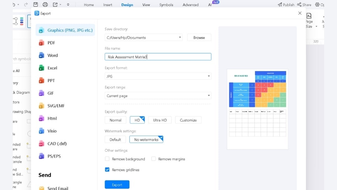 export and share risk register