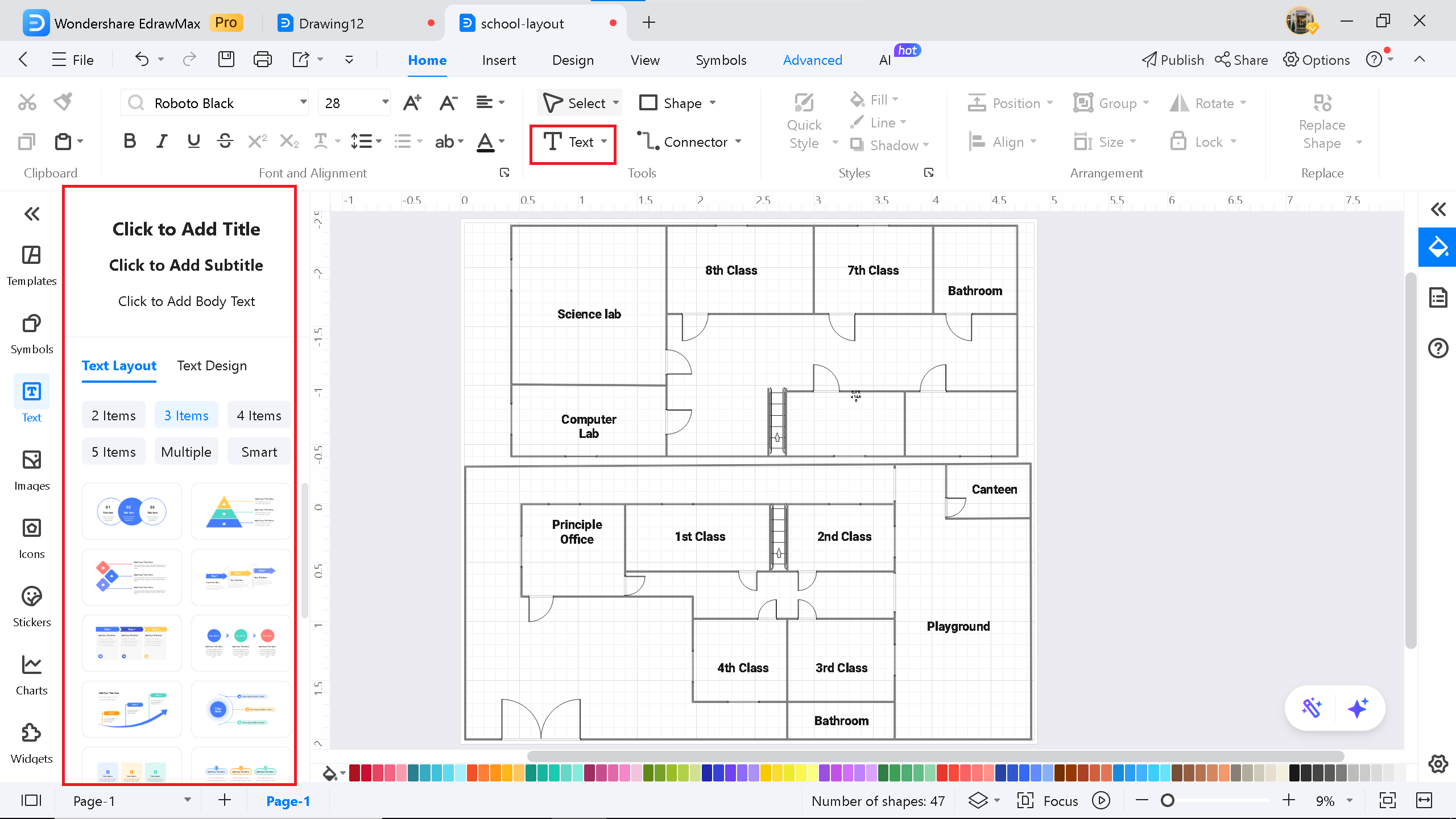 add text feature on EdrawMax