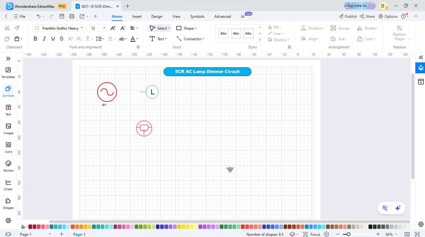 EdrawMax-Adding AC source and lamp