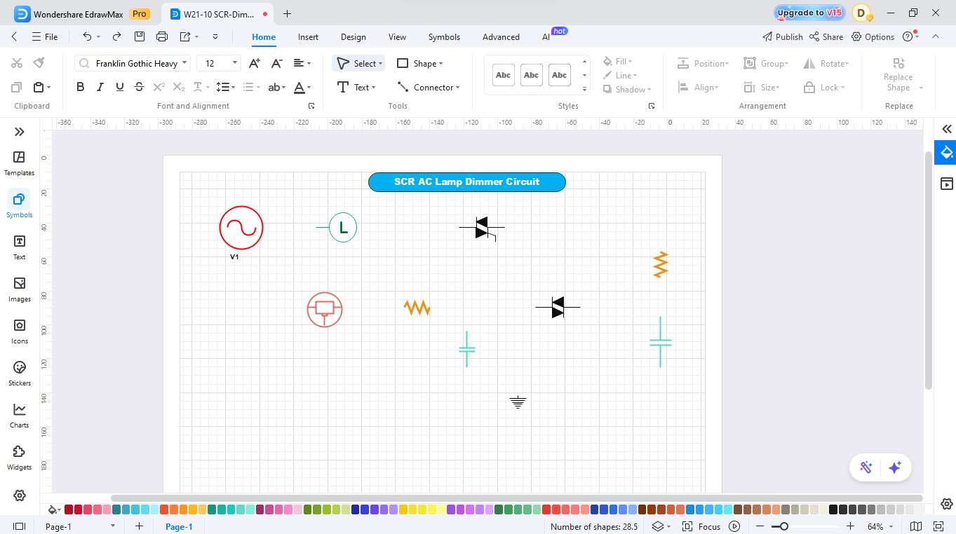 EdrawMax-Adding DIAC and capacitors