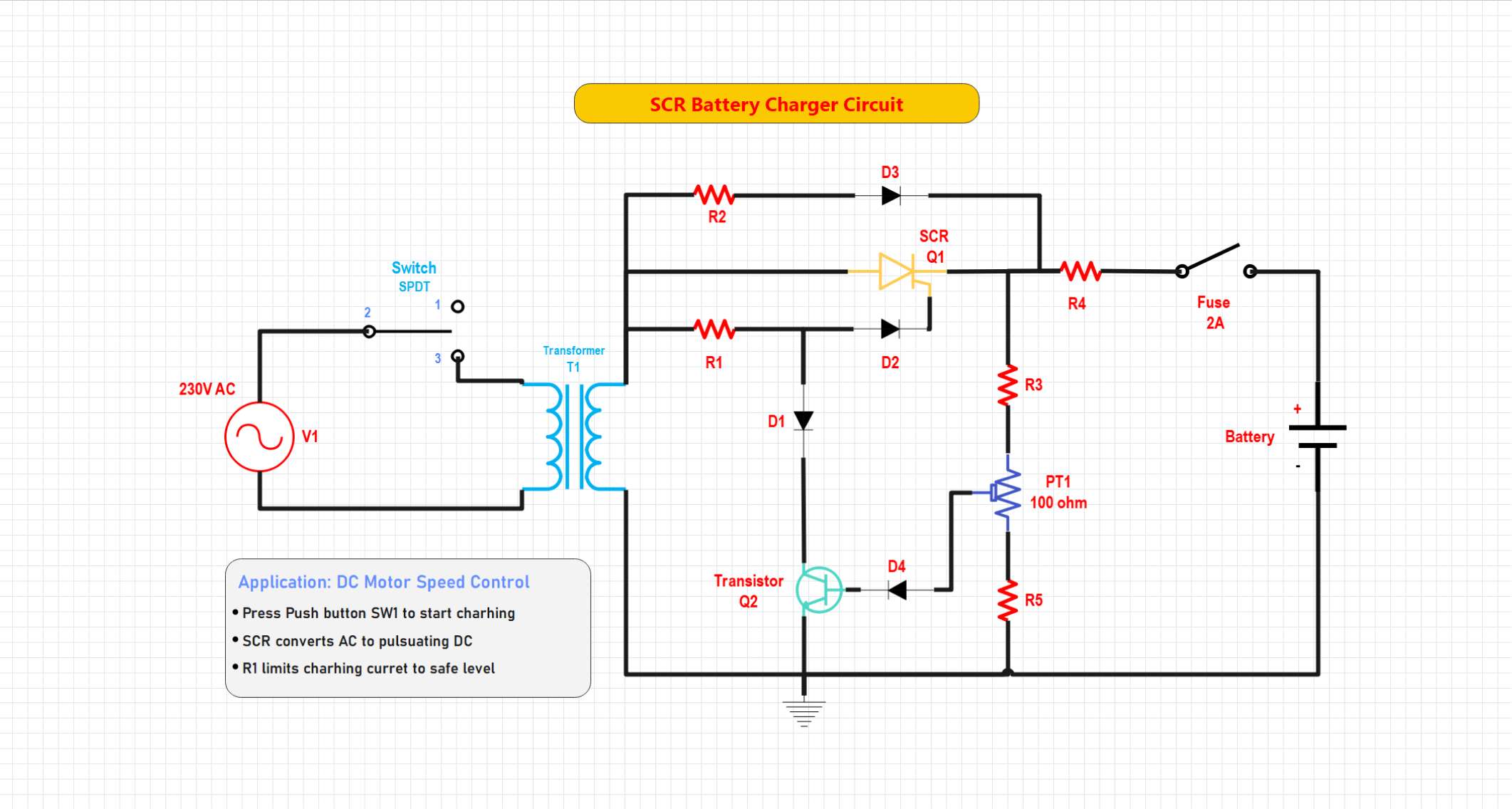 SCR-Battery Charger Circuit Diagram