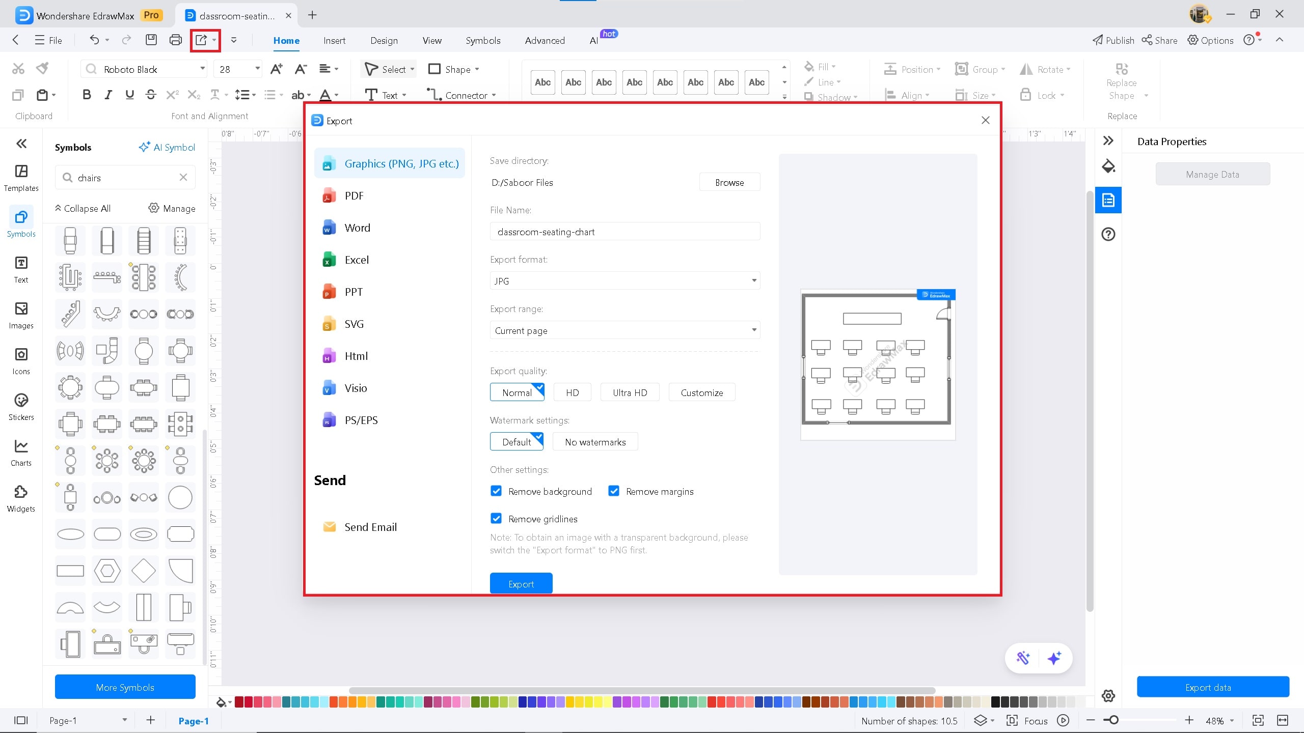 seating-chart-export-option-on-EdrawMax