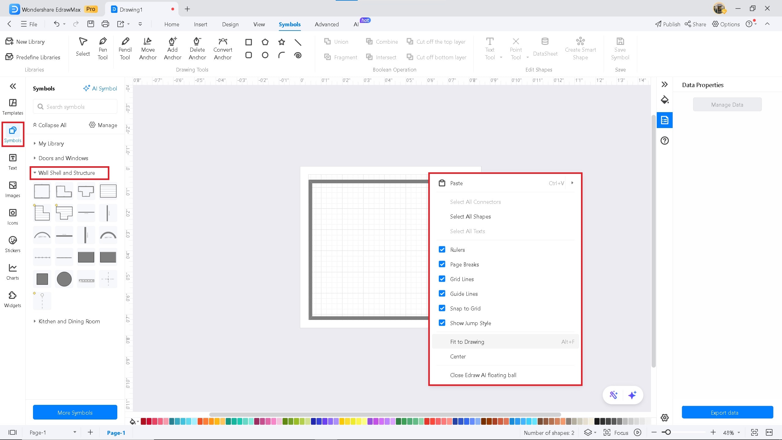 seating-chart-draw-walls-on-EdrawMax-desktop-software-and-fit-to-the-drawing