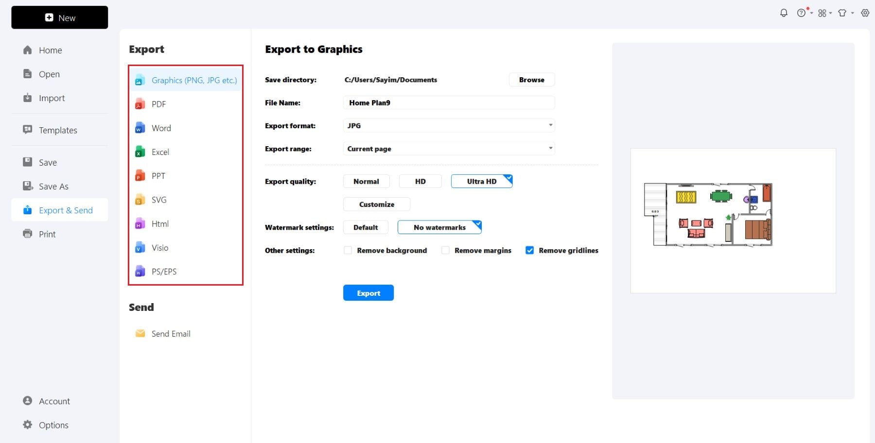 export options for edrawmax