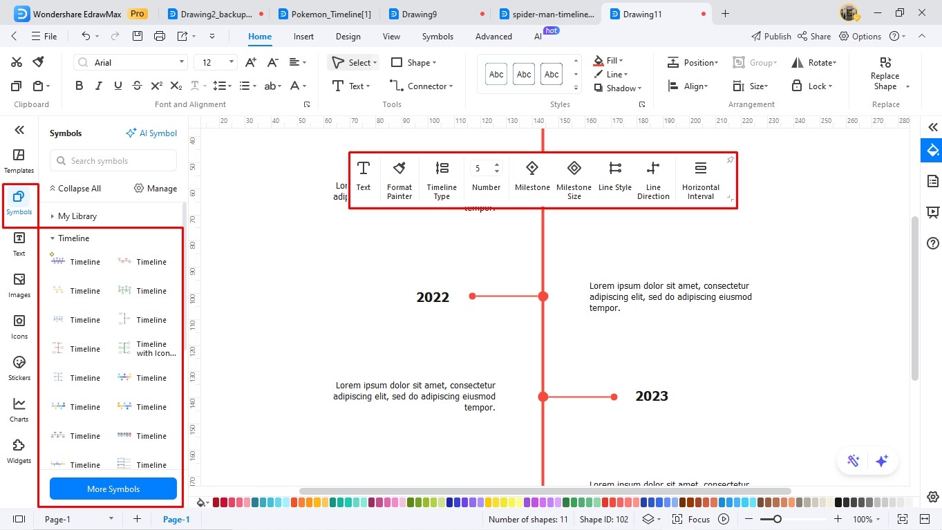 create a timeline using edrawmax