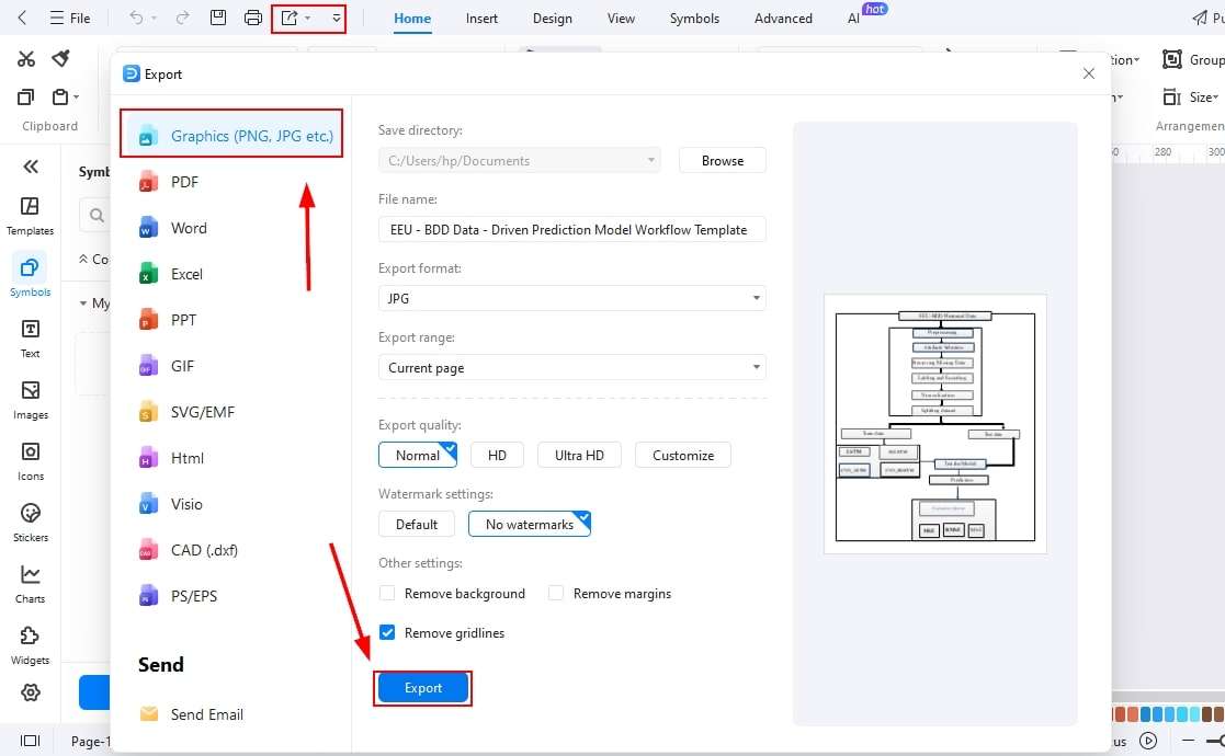 EdrawMax interface-Saving the new diagram