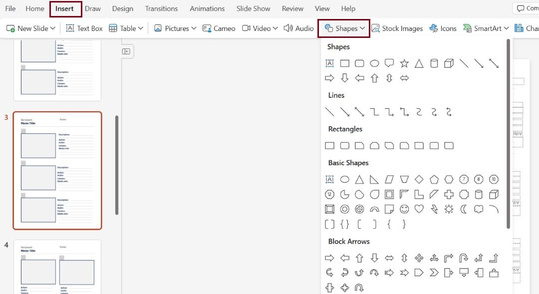Add placeholders for storyboard