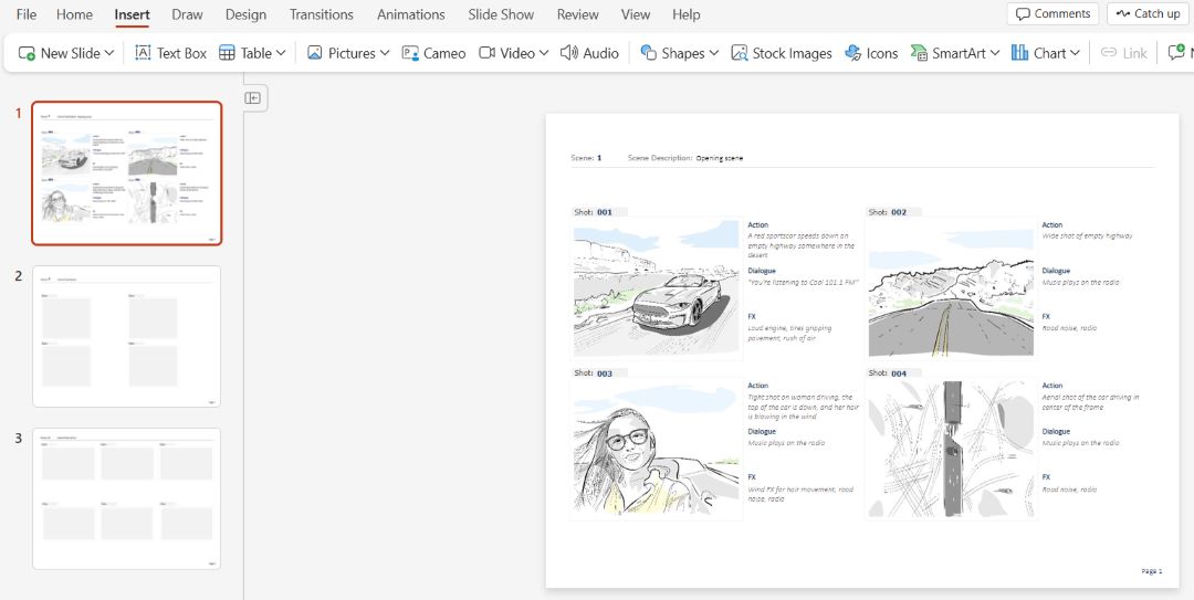 Add images and texts to the storyboard