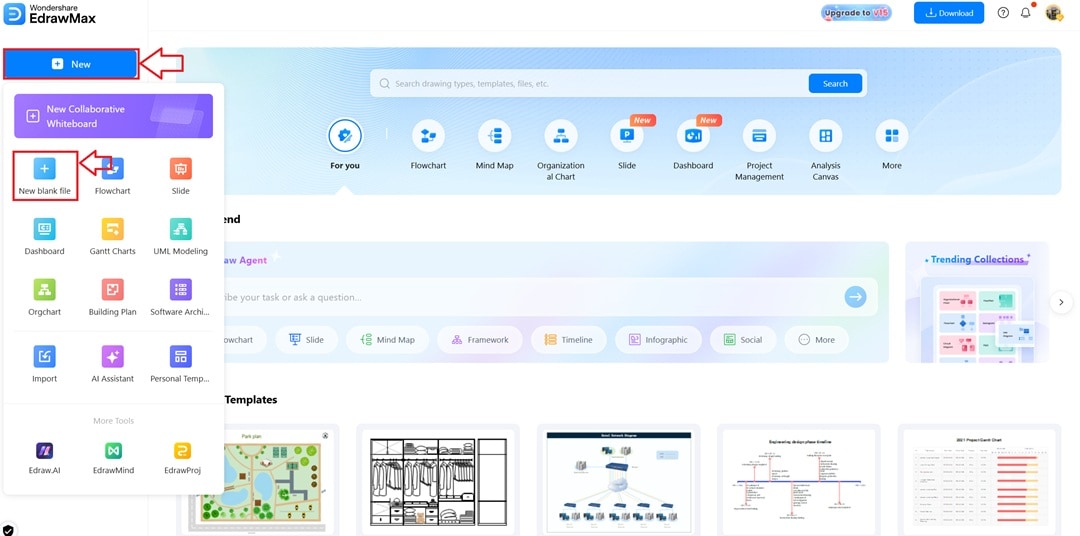 EdrawMax Dashboard-Creating a blank file