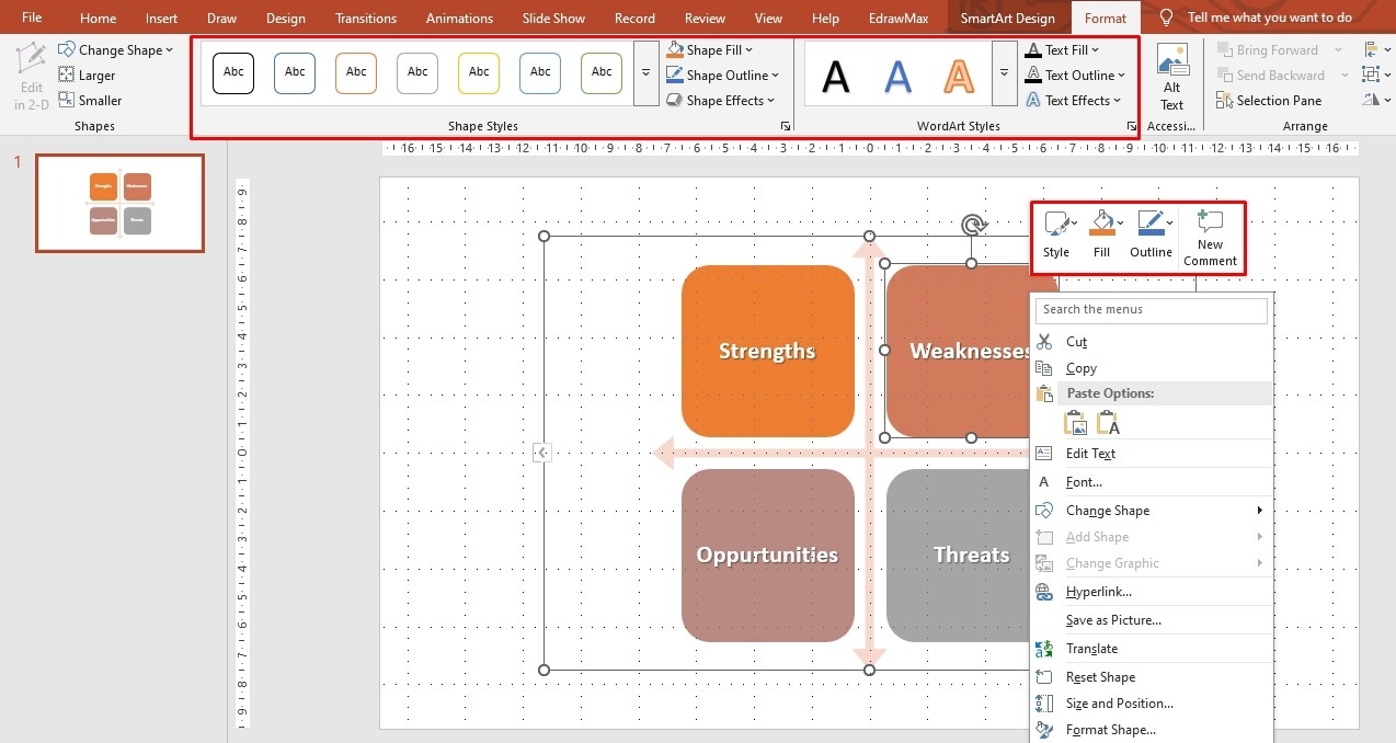 make a swot analysis diagram ppt