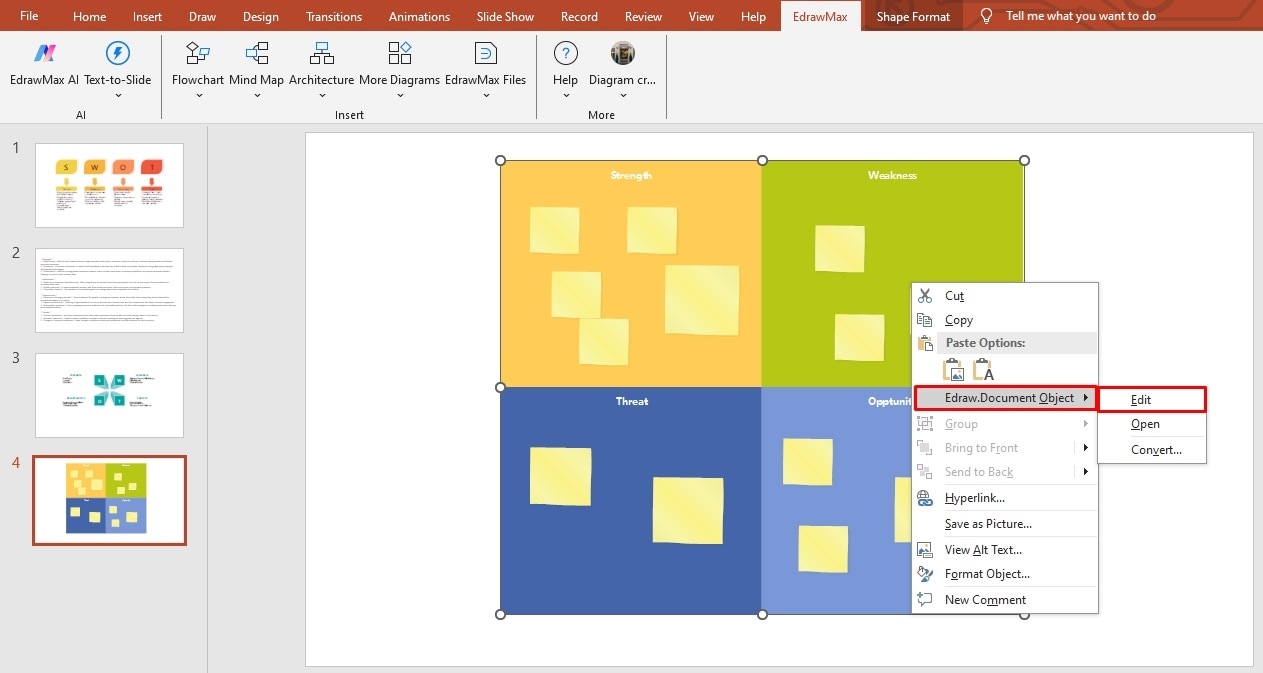 make a swot analysis edrawmax addin template