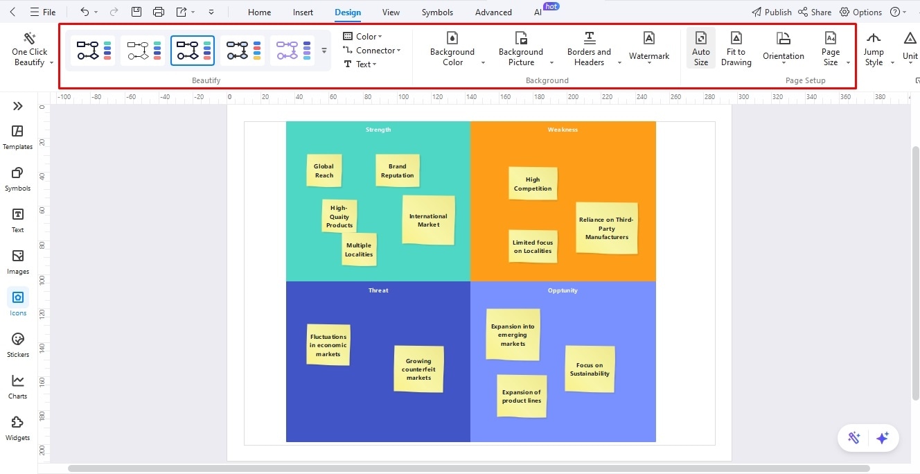 make a swot analysis edrawmax addin template