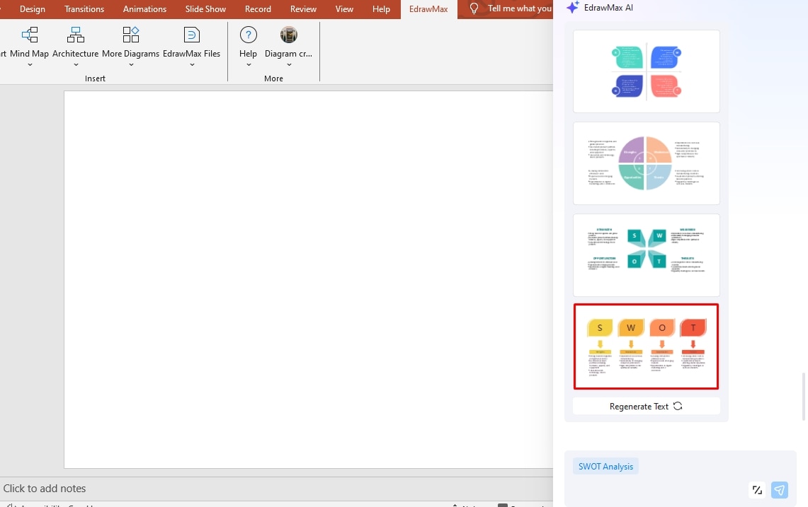 make a swot analysis diagram edrawmax ppt addin