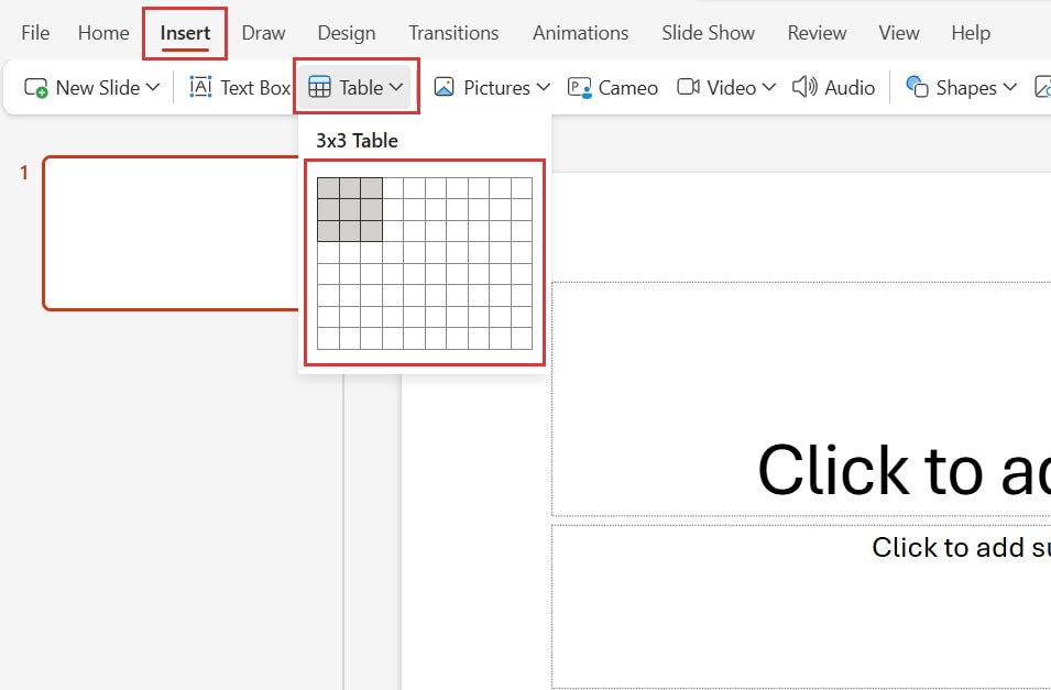 Add rows and columns