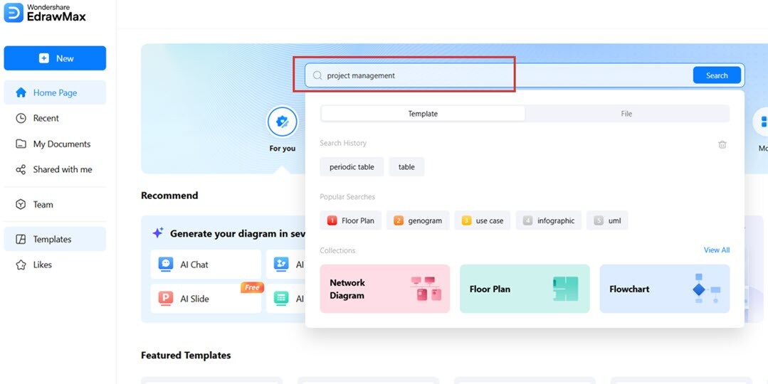 EdrawMax templates search