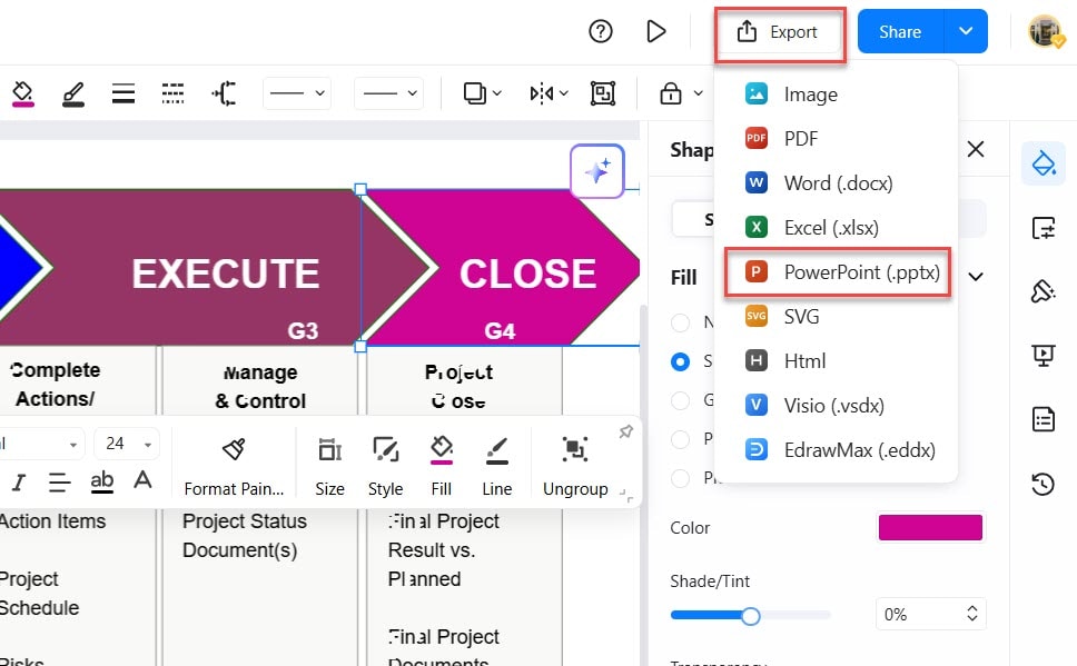 Export the completed diagram