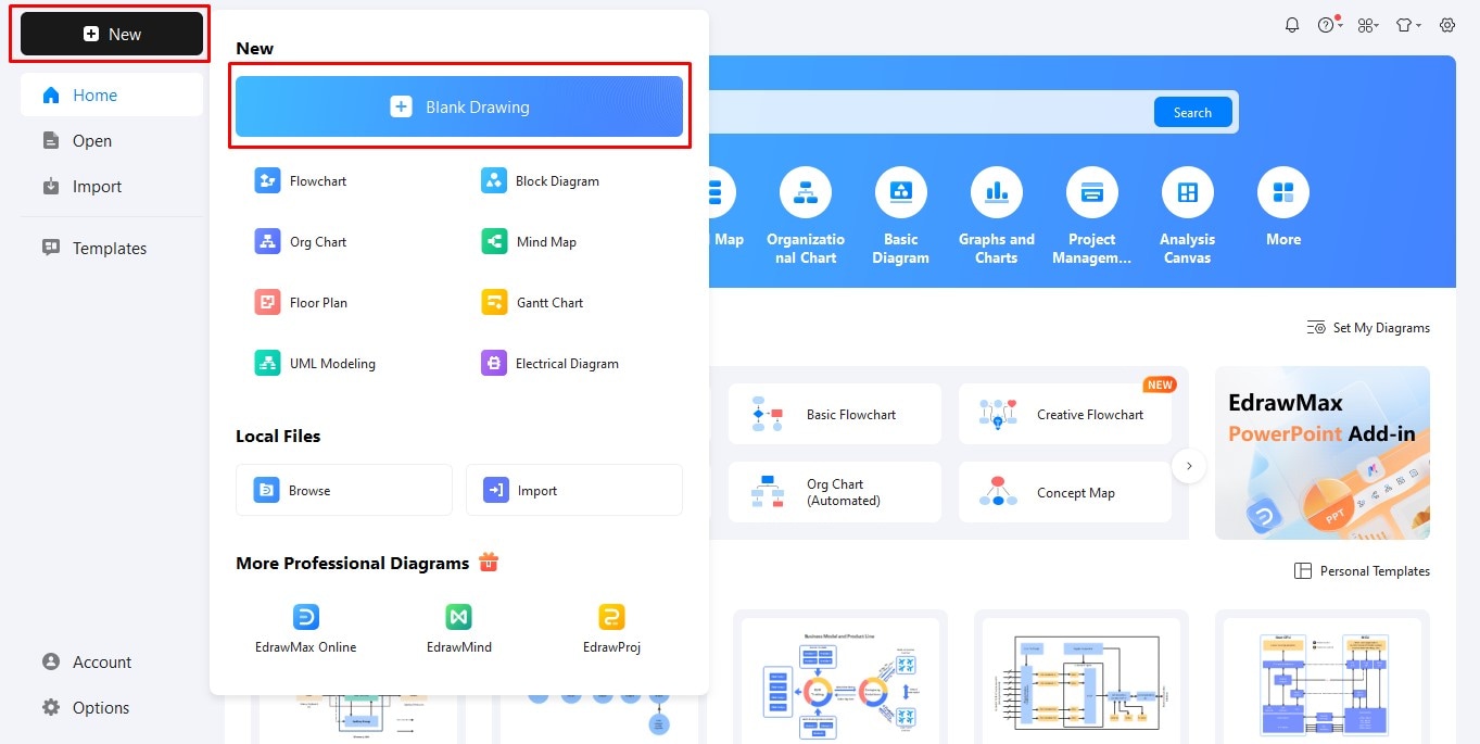 Schritt 1: Neue Zeichnung in EdrawMax starten