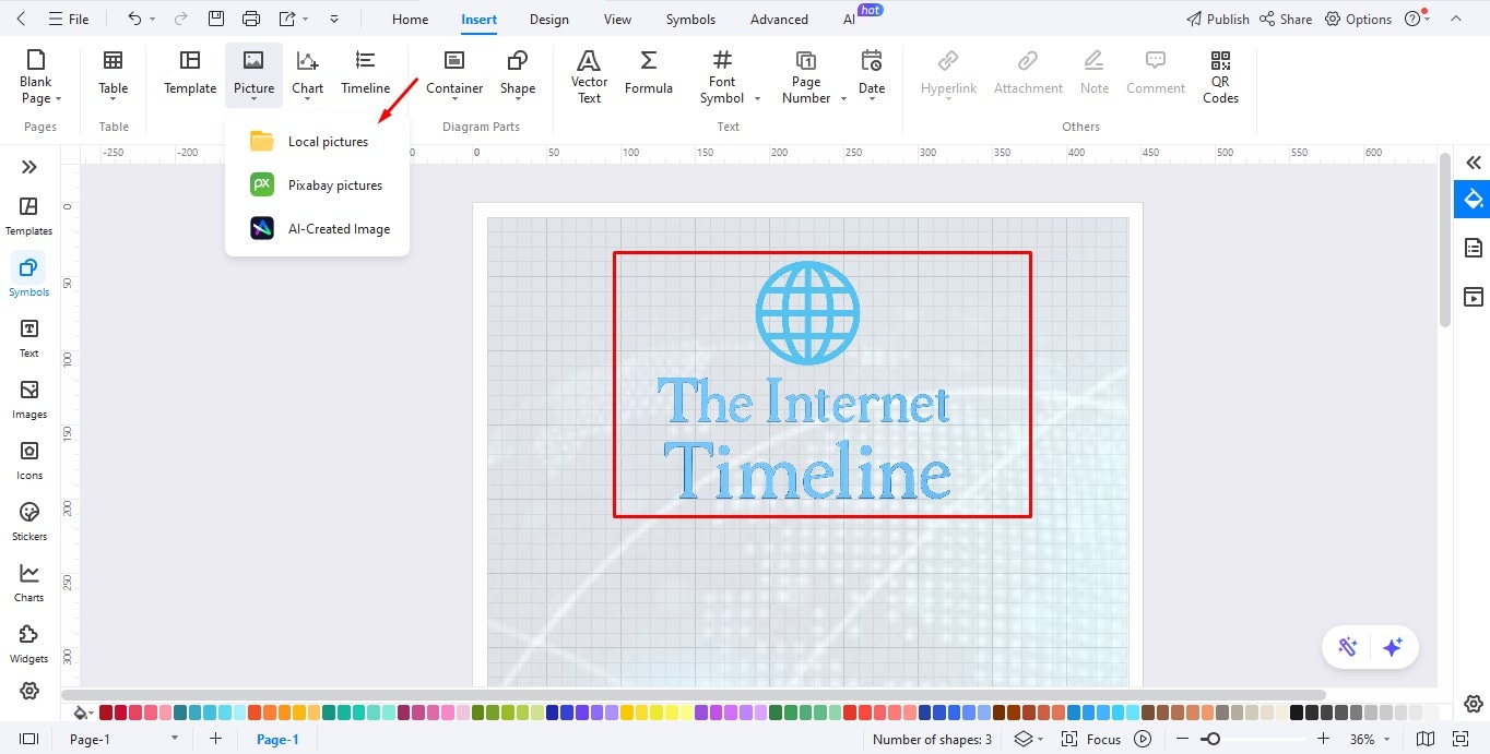 add a heading to the timeline