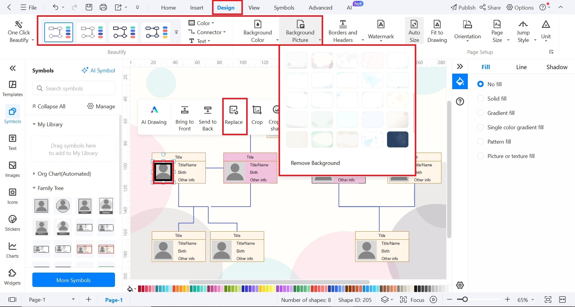 customize the family tree