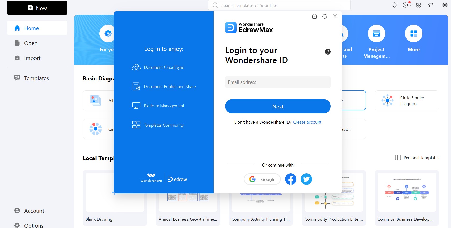 access edrawmax and log in