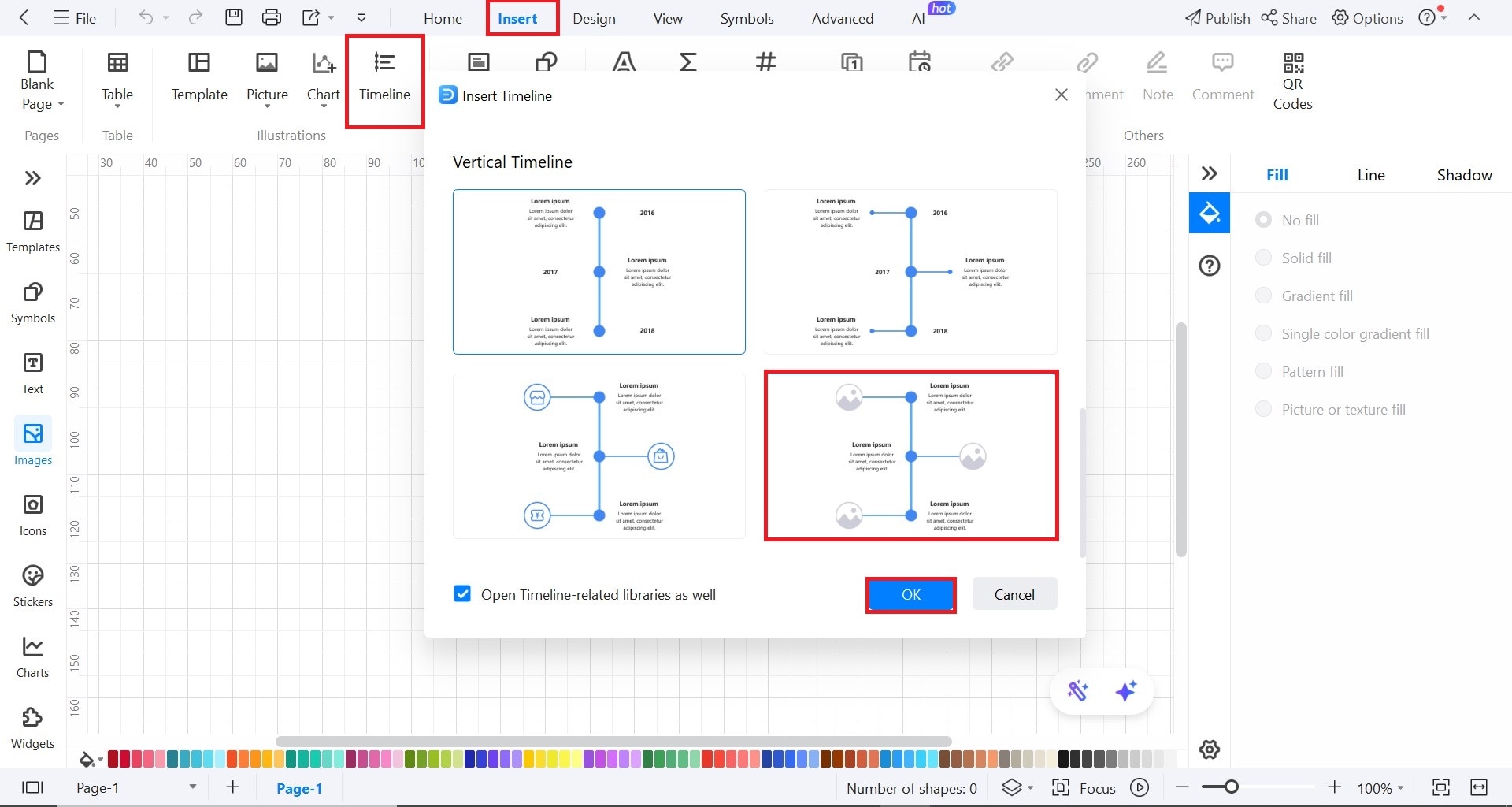 choose and edit timeline